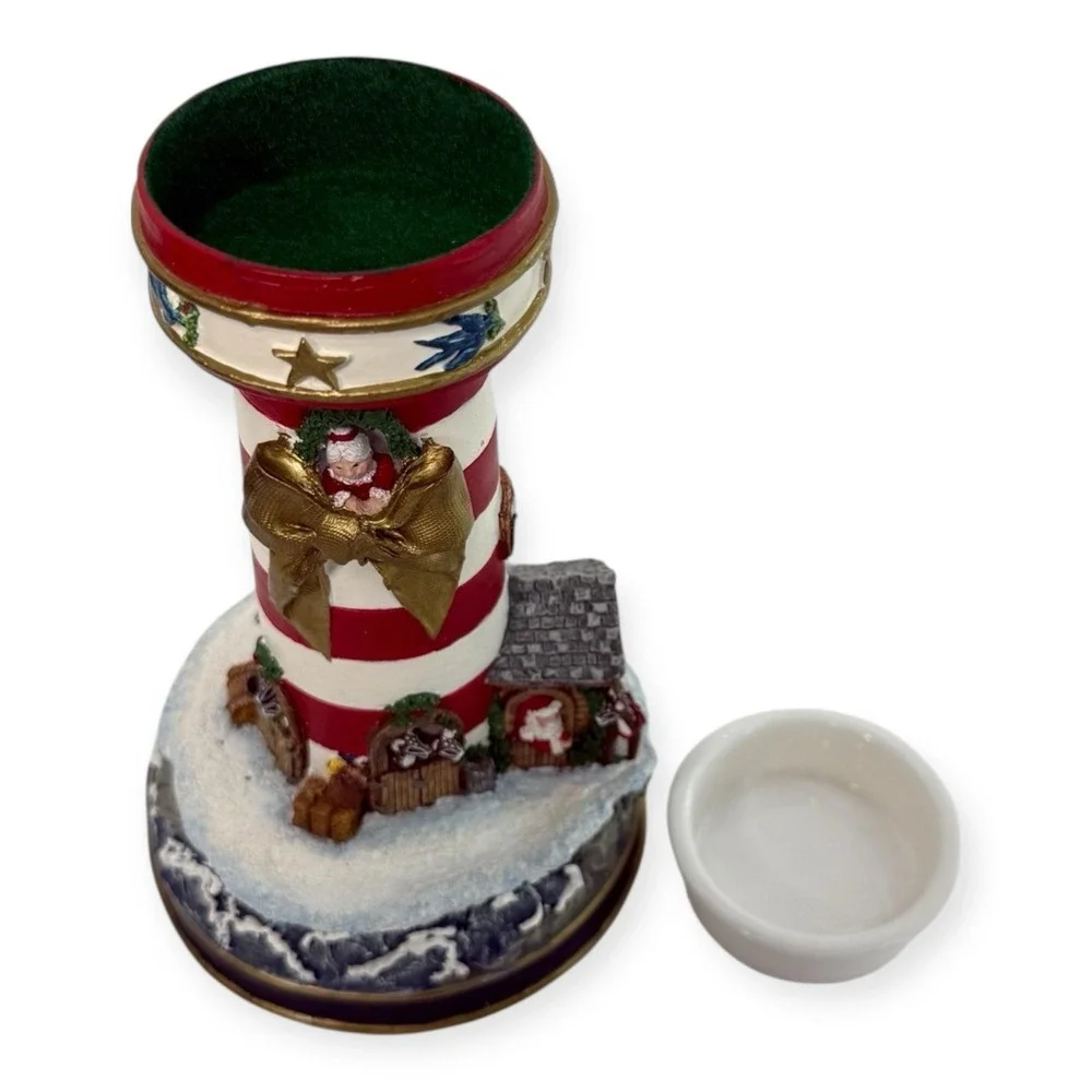 Danbury Mint Night Before Christmas Lighthouse Candlestick Cheryl Spencer Collin